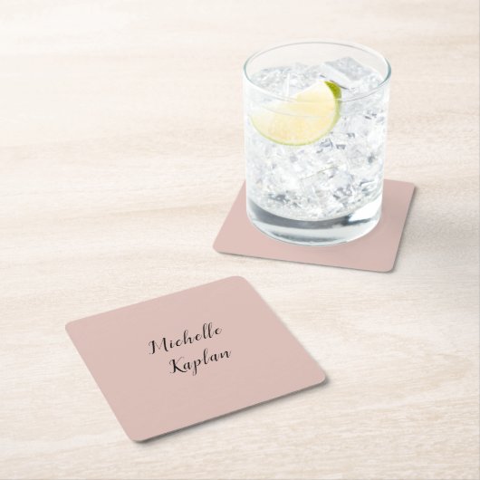 Rose Gold Moderner Beruflicher Exklusivname Rechteckiger Pappuntersetzer (Vor Ort)
