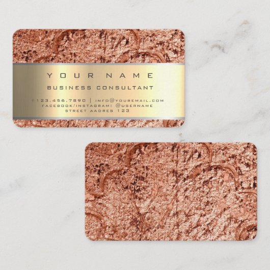Rose Gold Moderner Beruflicher Unternehmensberater Visitenkarte (Vorne/Hinten)