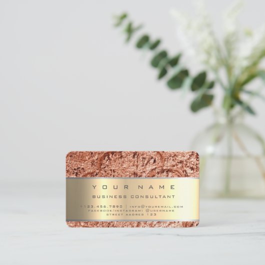 Rose Gold Moderner Beruflicher Unternehmensberater Visitenkarte (Stehend Vorderseite)