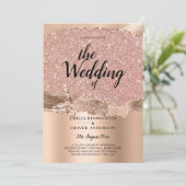 Rose Gold Moderner Glamour Hochzeitsempfang Einladung (Stehend Vorderseite)