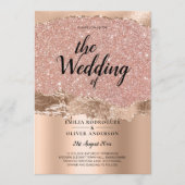 Rose Gold Moderner Glamour Hochzeitsempfang Einladung (Vorderseite)