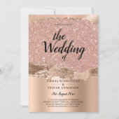 Rose Gold Moderner Glamour Hochzeitsempfang Einladung (Vorderseite)