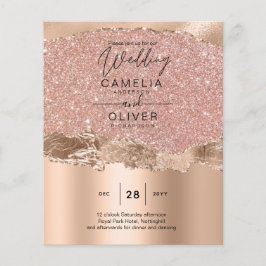 Rose Gold Moderner Glamour Hochzeitsempfang Flyer