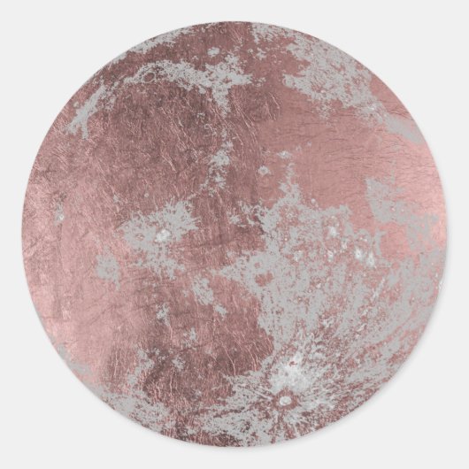 Rose Gold Moderner Vollmond Runder Aufkleber (Vorderseite)