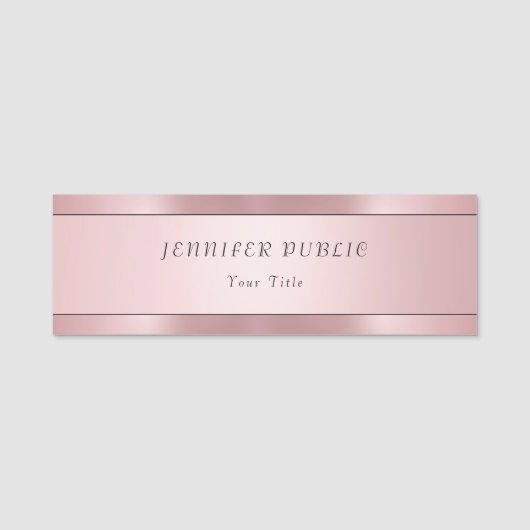 Rose Gold Modernes elegantes Template Rectangle Namensschild (Vorderseite)