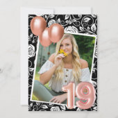 Rose Gold Modernes Foto 19. Geburtstagsparty Einladung (Vorderseite)