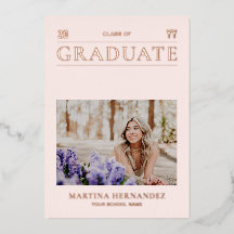 Rose Gold Modernes Foto Abschluss Ankündigung