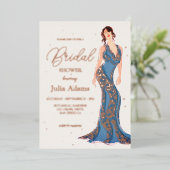 Rose Gold Modernes Hochzeitskleid Brautparty Folieneinladung (Stehend vorne)