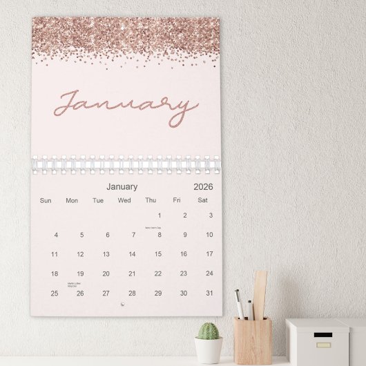 Rose Gold Modernes Minimalistisch 2026 Kalender