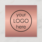 Rose Gold Modernes Minimalistisches Logo Quadratische Visitenkarte (Vorderseite)