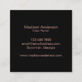 Rose Gold Modernes Minimalistisches Logo Quadratische Visitenkarte (Rückseite)