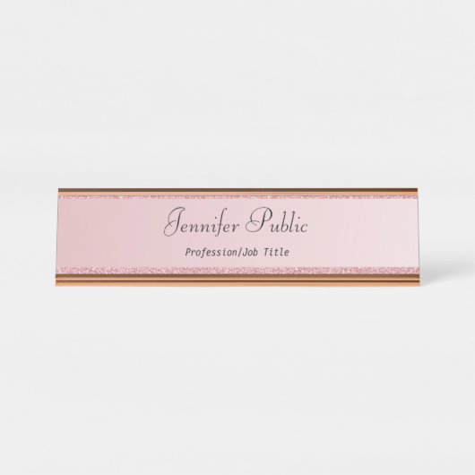 Rose Gold Modernes Template Beruflich Elegant Schreibtischnamensplakette (Vorderseite )