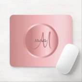 Rose Gold Mono Gramm Vorlage Modernes Elegantes Mousepad (Mit Mouse)