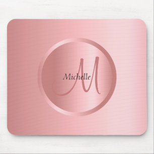 Rose Gold Mono Gramm Vorlage Modernes Elegantes Mousepad