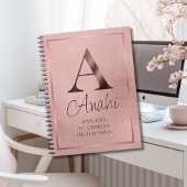 Rose Gold Monogram Academy Jahresschule Notizblock
