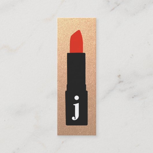 Rose Gold Monogram Beauty Makeup Artist Lipstick Mini Visitenkarte (Vorderseite)