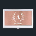 Rose Gold Monogram, beliebig Anfangs- und Namenssp Visitenkarten Dose<br><div class="desc">Personalisieren Sie mit Ihrem eigenen Initial. © Gorjo Designs. Made for you via Zazzle Plattform.</div>