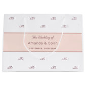 Rose gold monogram couple initials wedding white große geschenktüte (Vorderseite)