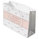 Rose gold monogram couple initials wedding white große geschenktüte (Rückseite Schrägansicht)