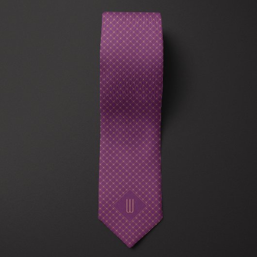 Rose Gold Monogram Diamond Pattern Neck Tie Krawatte