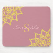 Rose Gold Monogram Elegant Floral Mandala Mousepad (Vorne)