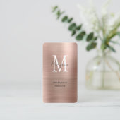 Rose Gold Monogram Elegant Moderne Visitenkarte (Stehend Vorderseite)