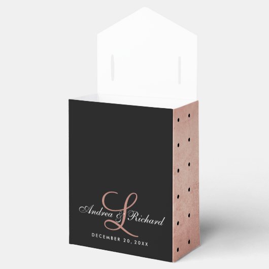 Rose Gold Monogram Elegant Wedding Favor Box Geschenkschachtel (Geöffnet)