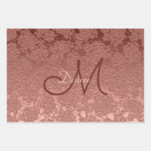 Rose Gold Monogram Elegante Art Blumenmuster Geschenkpapier Set (Vorderseite)