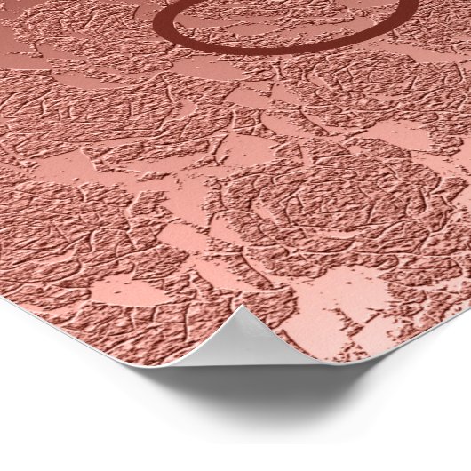 Rose Gold Monogram Elegantes Muster Poster (Ecke)