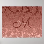 Rose Gold Monogram Elegantes Muster Poster (Vorne)