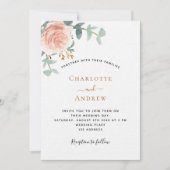 Rose Gold monogram Foto Luxushochzeit Einladung (Vorderseite)
