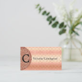 Rose Gold Monogram Glitzer Mermaid Muster Blende Visitenkarte (Stehend Vorderseite)