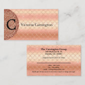 Rose Gold Monogram Glitzer Mermaid Muster Blende Visitenkarte (Vorne/Hinten)