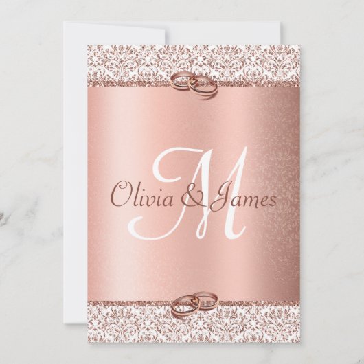 Rose Gold Monogram Glitzer Virtual Wedding Einladung (Rückseite)