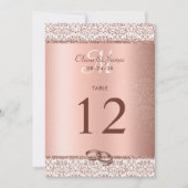 Rose Gold Monogram Große Hochzeitsskala Tischnumme (Vorderseite)