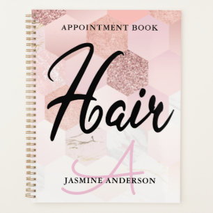 Rose Gold Monogram Haar Terminbuch Planer