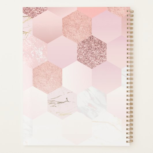 Rose Gold Monogram Haar Terminbuch Planer (Rückseite)