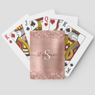 Rose Gold Monogram Imitats-Glitzer Girly Glam Spielkarten