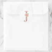 Rose Gold Monogram Letter J Rosa Blume Foil Runder Aufkleber (Tasche)