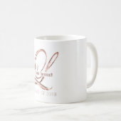 Rose Gold Monogram Letter L Individuelle Name und Kaffeetasse (VorderseiteRechts)