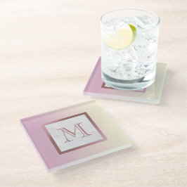 Rose Gold Monogram Marble Lila Ombre Glasuntersetzer