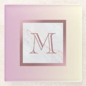 Rose Gold Monogram Marble Lila Ombre Glasuntersetzer (Vorderseite)