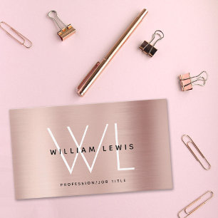 Rose Gold Monogram Modern Minimalistisch Visitenkarte