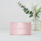 Rose Gold Monogram Modern Simple Template Visitenkarte (Stehend Vorderseite)