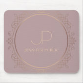 Rose Gold Monogram Moderne elegante Vorlage Mousepad (Vorne)