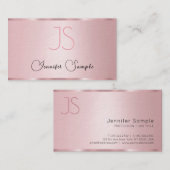 Rose Gold Monogram Moderne Typografie Luxus Visitenkarte (Vorne/Hinten)