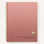 Rose Gold Monogram Notebook Personalisiert Notizblock (Vorderseite)
