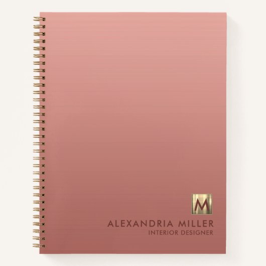 Rose Gold Monogram Notebook Personalisiert Notizblock (Vorderseite)