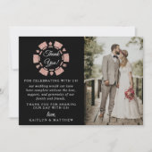 Rose Gold Monogram Poker Chip Casino Hochzeit Dankeskarte (Vorderseite)