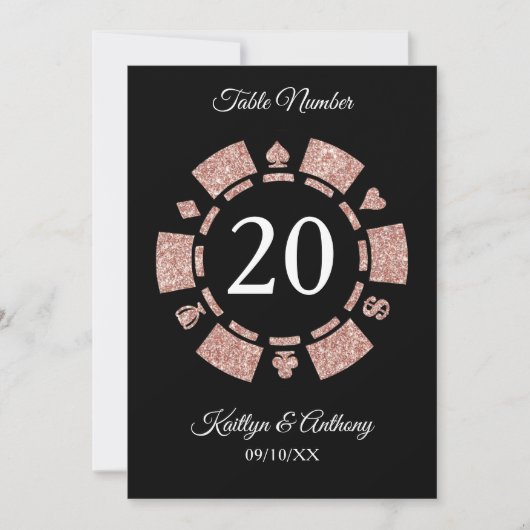 Rose Gold Monogram Poker Chip Casino Hochzeit Einladung (Vorderseite)